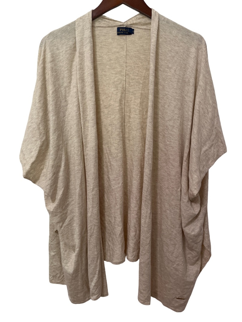 Polo Ralph Lauren Small Crème Open Front Duster Cardigan Short Sleeve